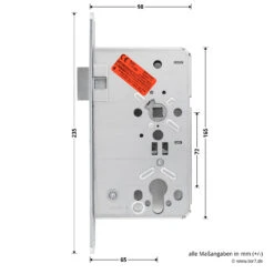 Hörmann Einsteck Rohrprofilschloss 1306 Für Nebentüren, PZ, Rechts -Autoteilegeschäft 3040516 hoermann einsteck rohrprofilschloss 1306 fuer nebentueren pz rechts seitenansicht masse
