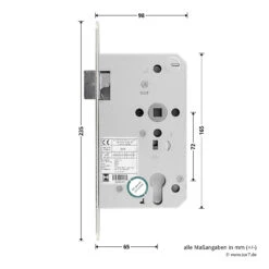 Hörmann Einsteckschloss Mit Wechsel PZ Rechts, Dornmaß 65 Mm -Autoteilegeschäft 450693 hoermann einsteckschloss mit wechsel pz re dornmass 65 mm breite laenge