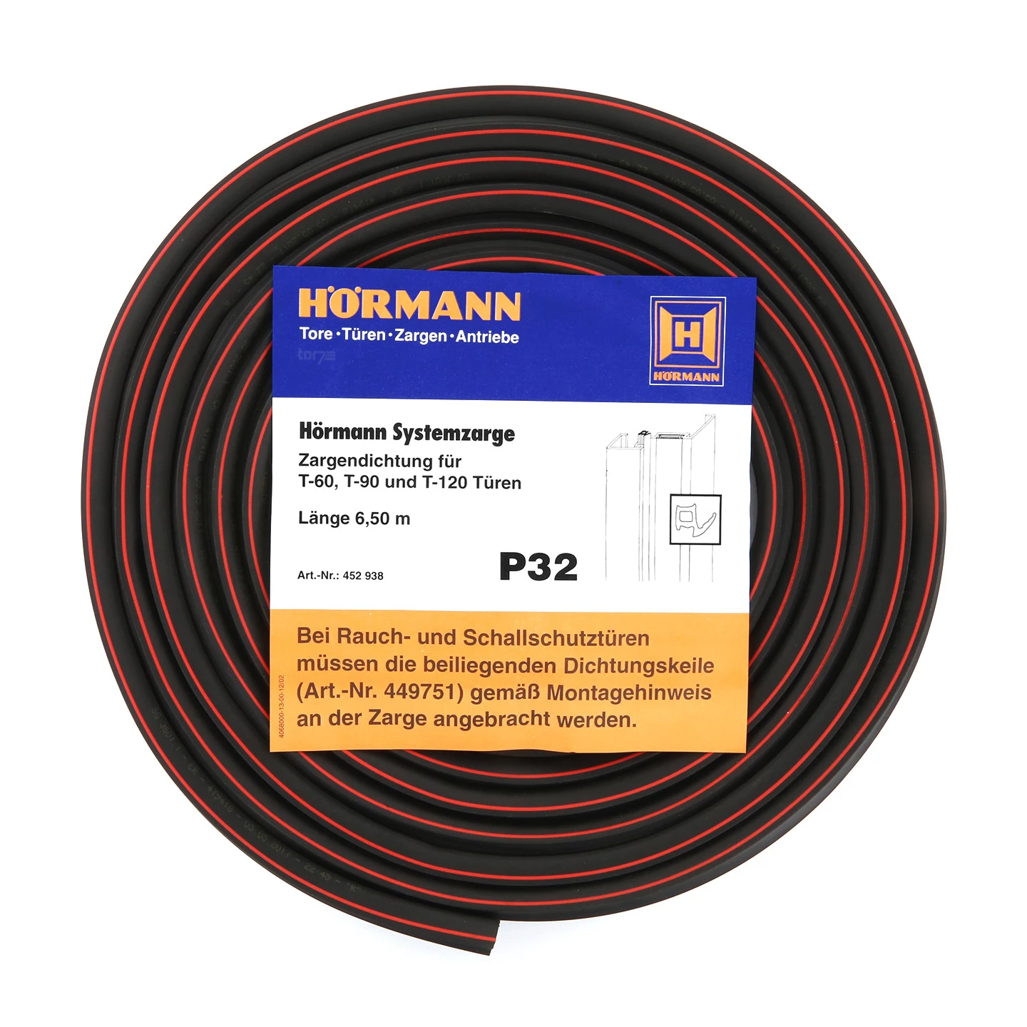 Hörmann Zargendichtung Für T-60-, T-90- Und T-120-Türen, P32, Länge 6,50 Meter Mit Dichtungskeil 1 Hörmann Zargendichtung Für T-60-, T-90- Und T-120-Türen, P32, Länge 6,50 Meter Mit Dichtungskeil
