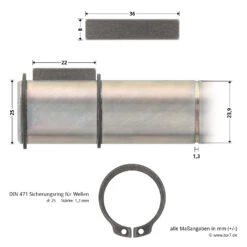 Hörmann Steckwelle Für STA 400 Schiebetorantrieb -Autoteilegeschäft 638939 hoermann steckwelle fuer sta 400 schiebetorantrieb bemassung bolzen2