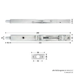 Hörmann Türkantriegel 24 X 220 Mm Verzinkt ZK/MZ -Autoteilegeschäft 690481 hoermann tuerkantriegel 24 x 220 mm verzinkt zk mz masse