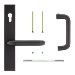 Hörmann Aluminium-Drückergarnitur, Schloss Aufliegend, PZ 60/48 Mm -Autoteilegeschäft 770442 hoermann aluminium drueckergarnitur schloss aufliegend pz 6048 mm lieferumfang