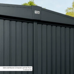 Hörmann EcoStar Gerätehaus TREND-S Typ 3 -Autoteilegeschäft hoermann ecostar geraetehaus trend ral7016 front